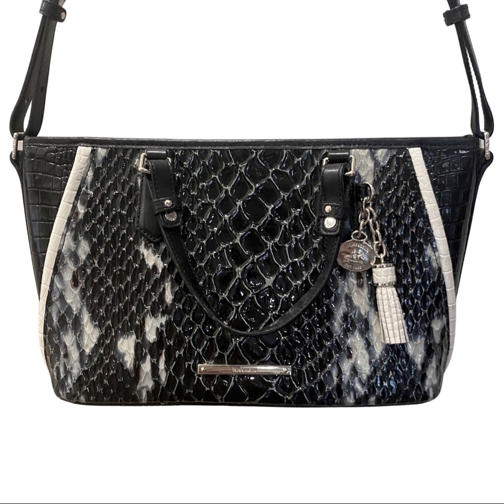 SOLD Brahmin Mini Asher Satchel Black Carlisle Leather Crossbody Evening Bag